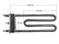 ТЭН (нагреватель) L=170 мм, 1700W, изогнутый с отверстием стиральной машины Indesit, Ariston