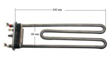 ТЭН (нагреватель) L=240 мм, 1850W, прямой с отверстием стиральной машины Indesit, Ariston